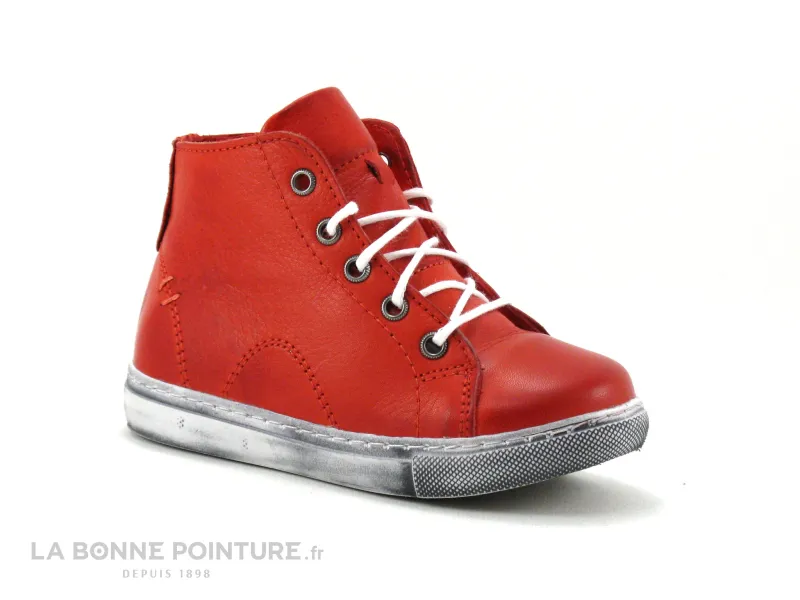 Achat chaussures Andrea Conti Bébé Bottillon, vente Andrea Conti rouge 201700021 - Basket montante enfant cuir rouge