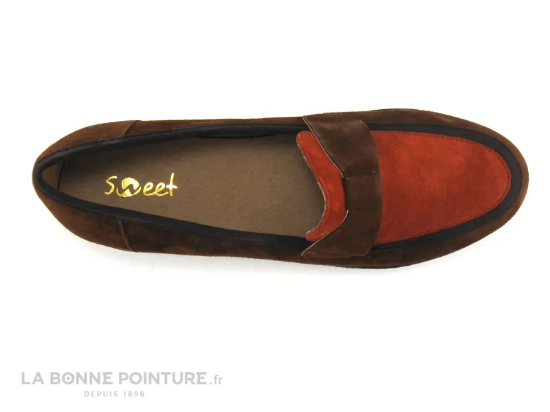 Achat chaussures Sweet Femme Chaussure basse / Derby, vente Sweet Betoun Tabac - Mocassin Femme cuir velours marron