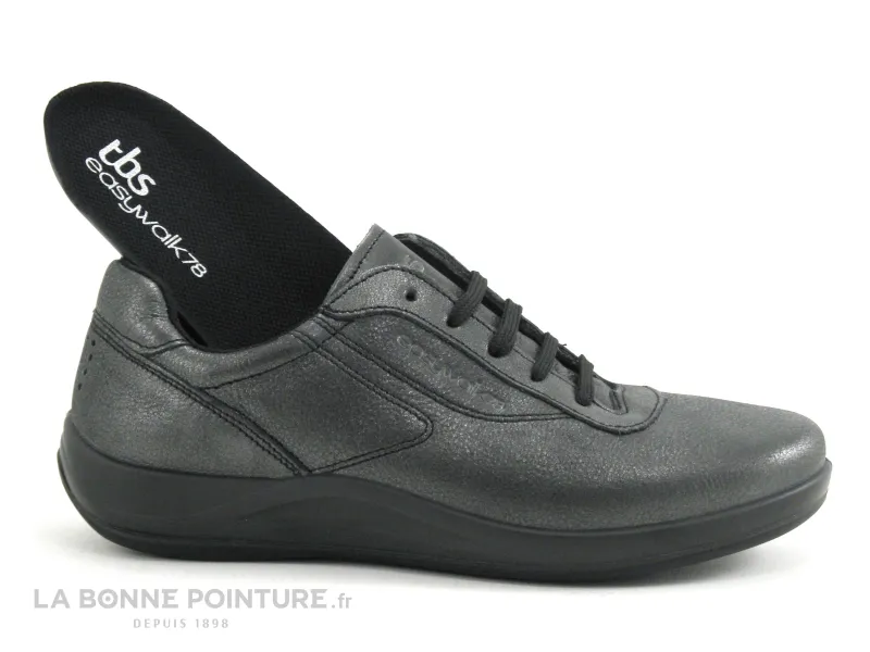 Achat chaussures TBS Femme Basket, vente TBS Anyway Tennis cuir noir metallise - Z7034