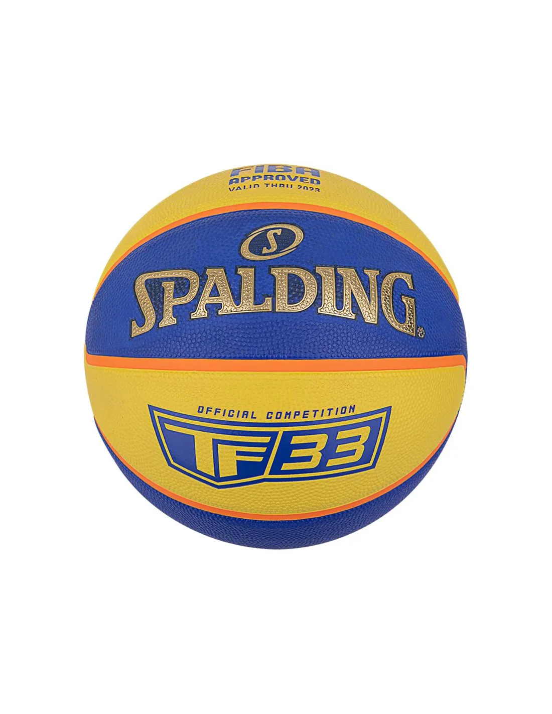 Ballon de basket Spalding TF-33 Or - Jaune/Bleu Sz6 Caoutchouc