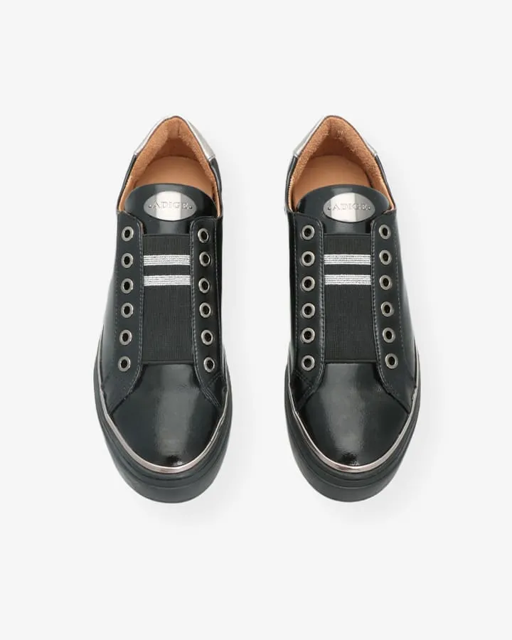 Basket Cuir Vernis Noir Femme | Quanton | Adige Chaussures