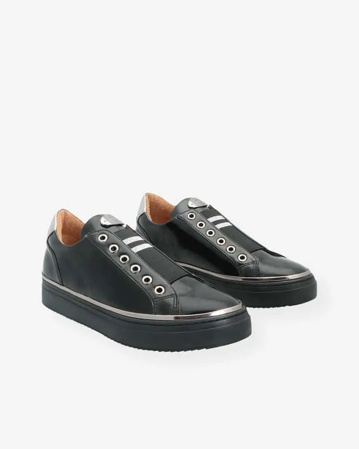 Basket Cuir Vernis Noir Femme | Quanton | Adige Chaussures