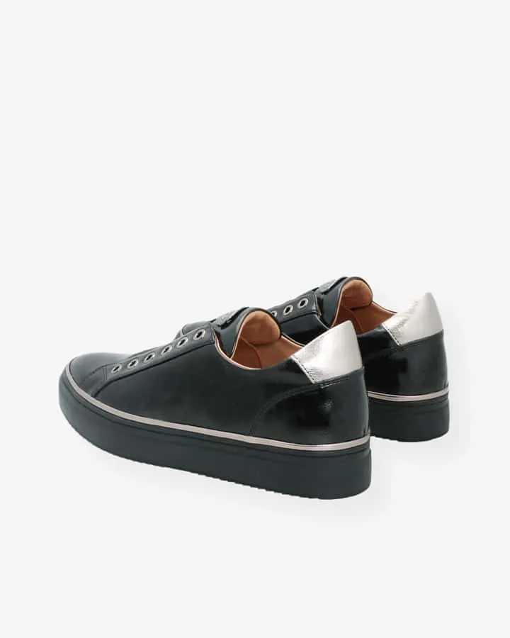 Basket Cuir Vernis Noir Femme | Quanton | Adige Chaussures