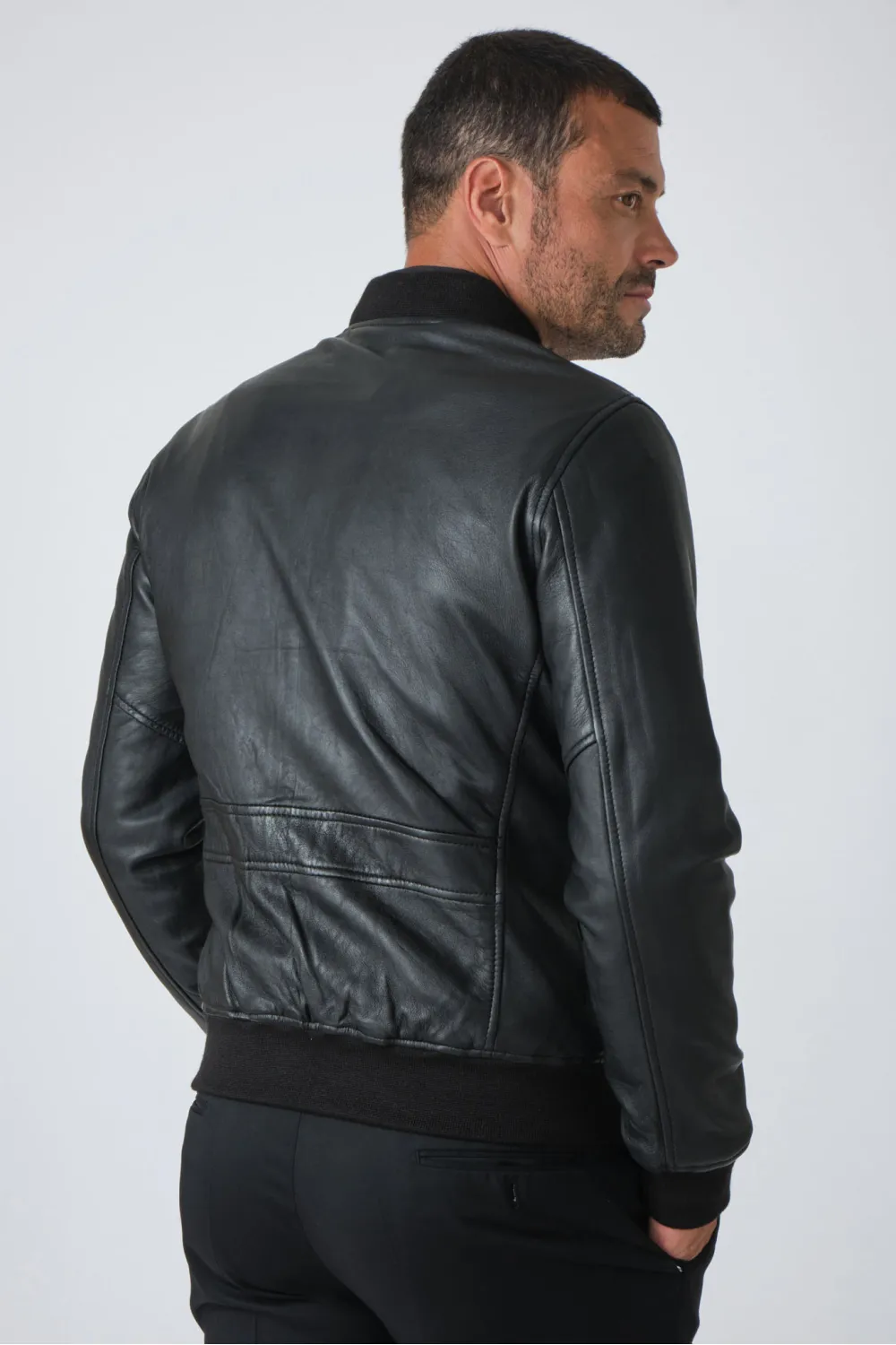 Blouson bombers cuir noir, Schott - LCBOMBERS Noir | Cesare Nori