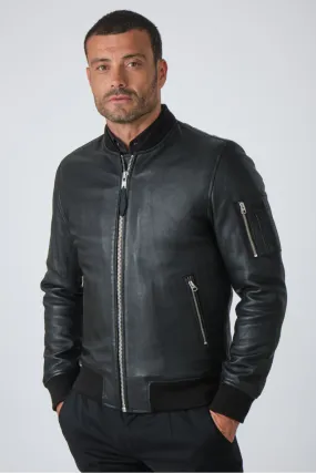 Blouson bombers cuir noir, Schott - LCBOMBERS Noir | Cesare Nori