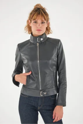 Blouson cuir agneau gris anthracite, Cesare Nori - AMANDINE Anthracite | Cesare Nori