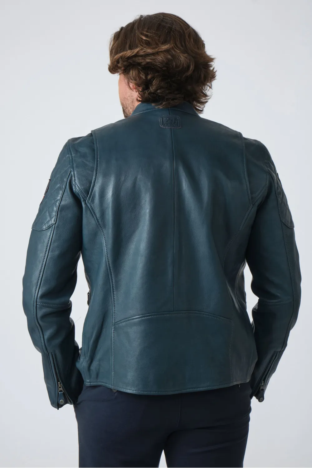 Blouson cuir esprit moto STEEVE MCQUEEN, Steve McQueen - LENNY3 Royal blue | Cesare Nori