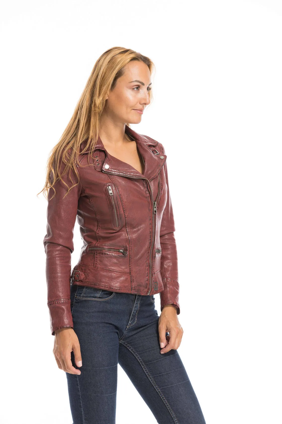 Blouson cuir femme feu Oakwood style biker