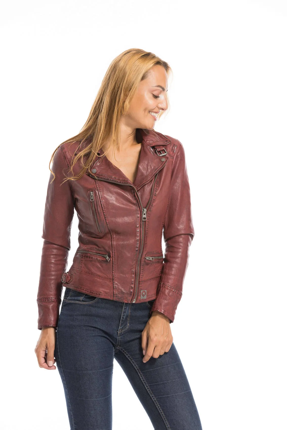 Blouson cuir femme feu Oakwood style biker