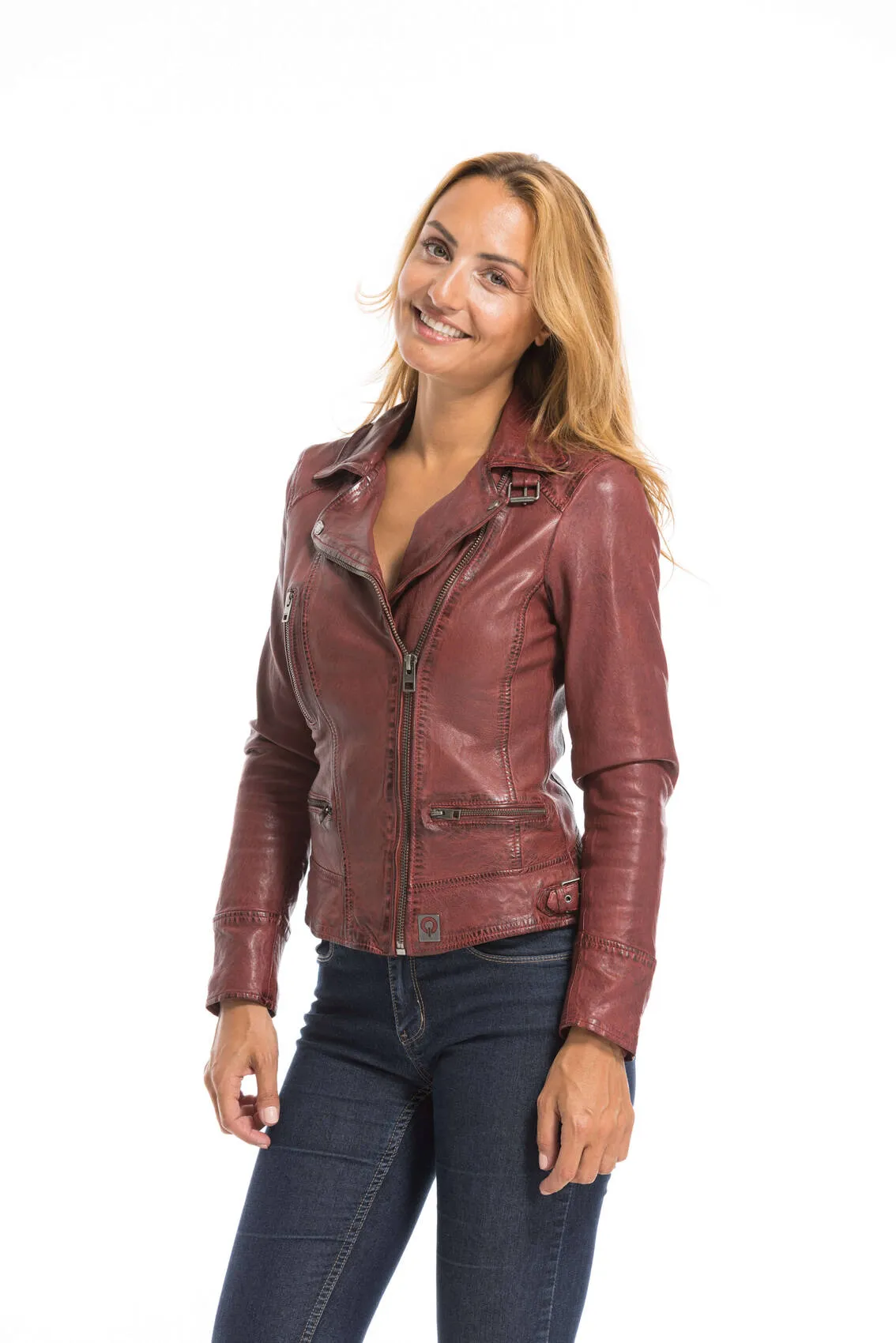 Blouson cuir femme feu Oakwood style biker