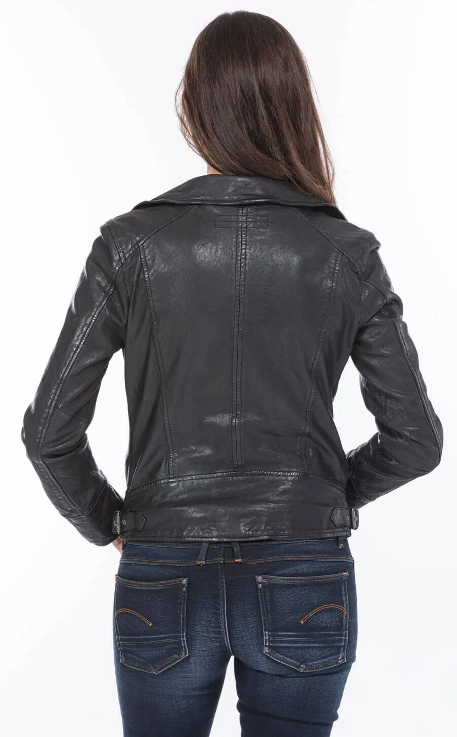 Blouson cuir femme noir Oakwood style biker