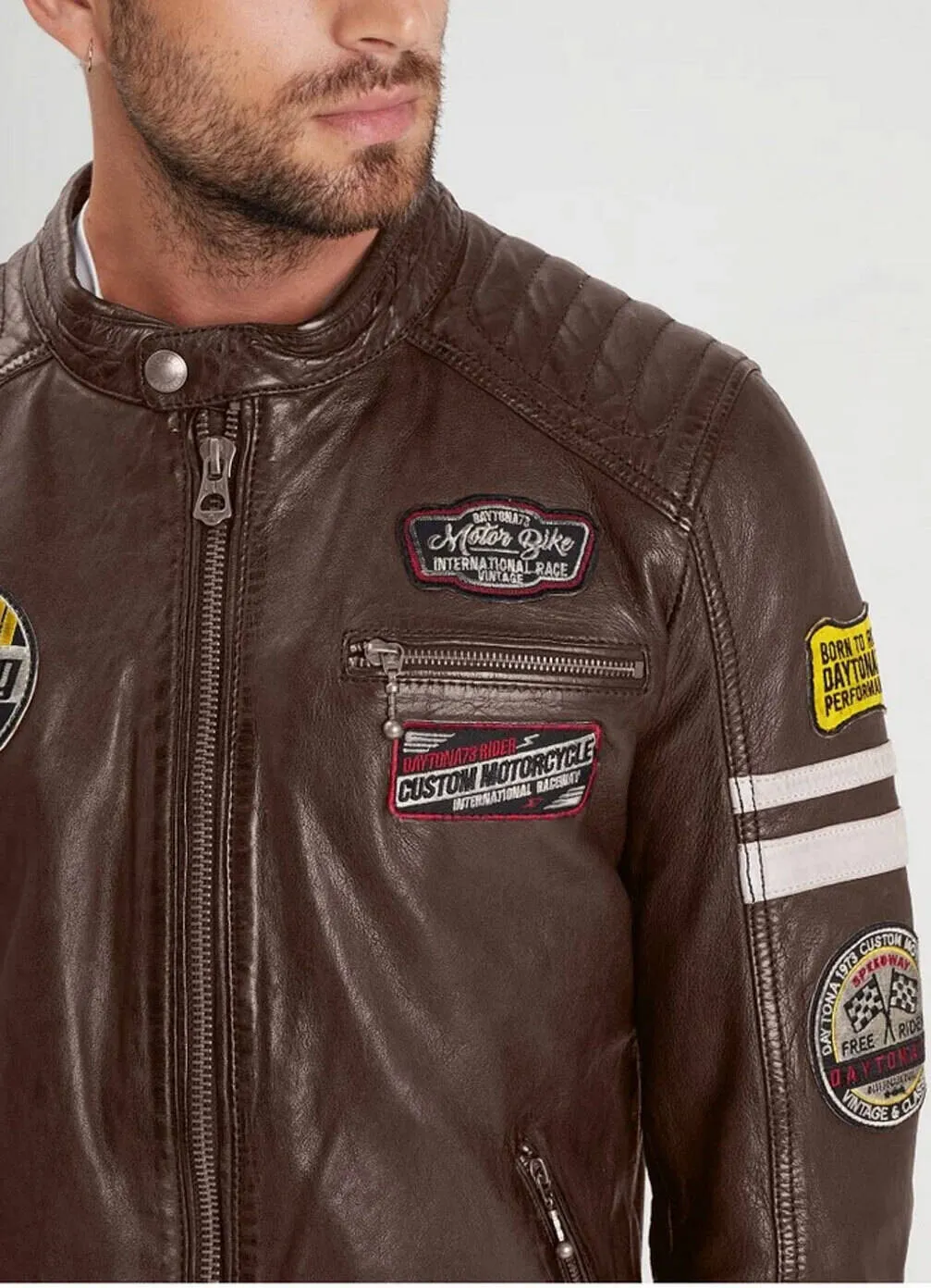 Blouson cuir homme bison style moto