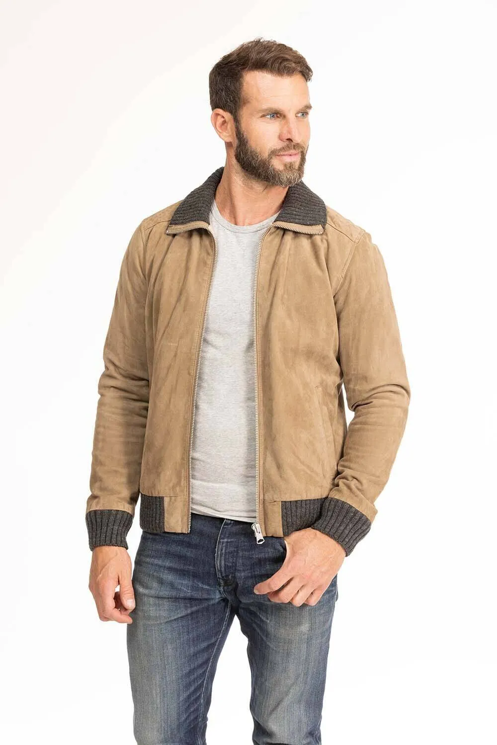 Blouson cuir homme marron clair Oakwood