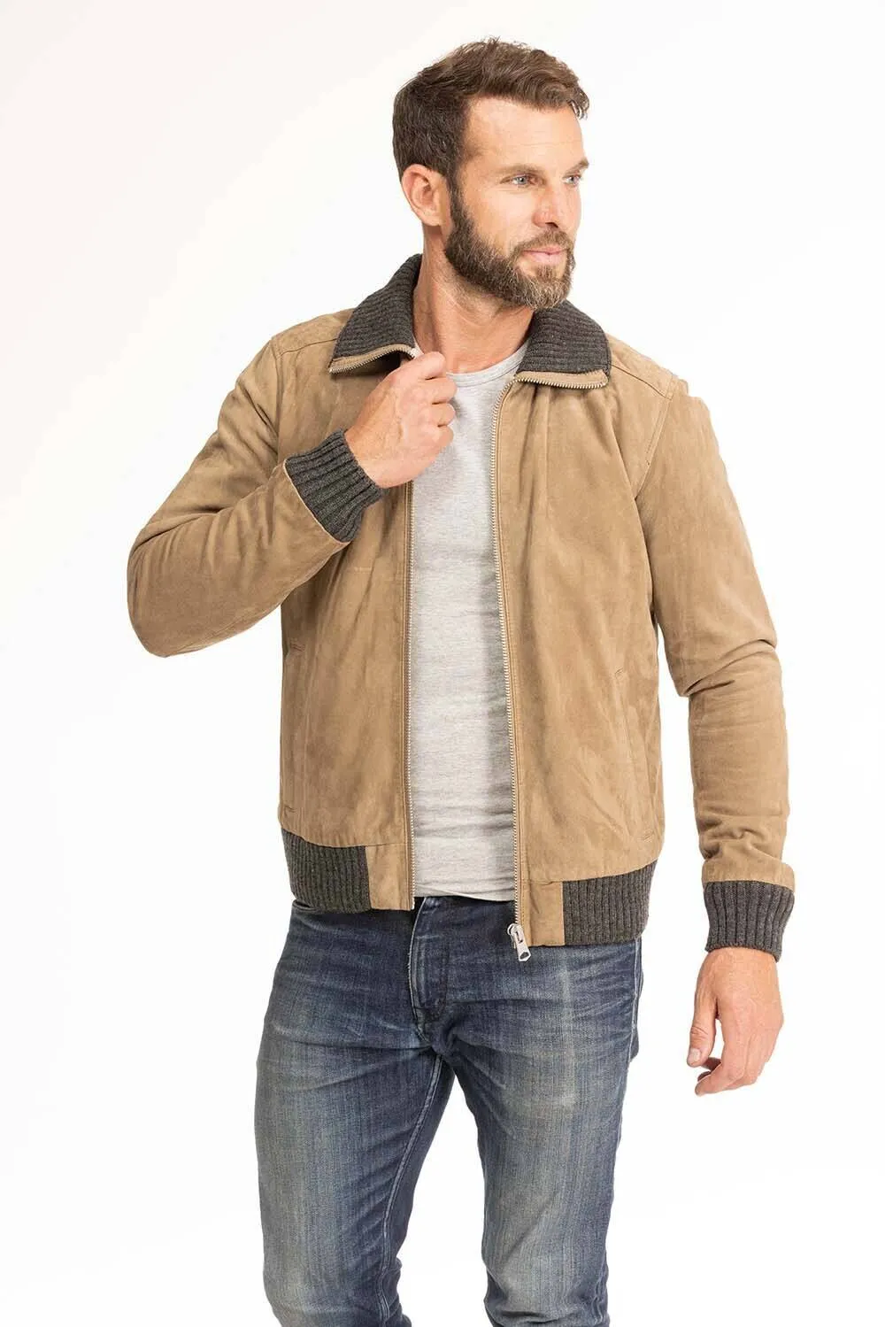 Blouson cuir homme marron clair Oakwood