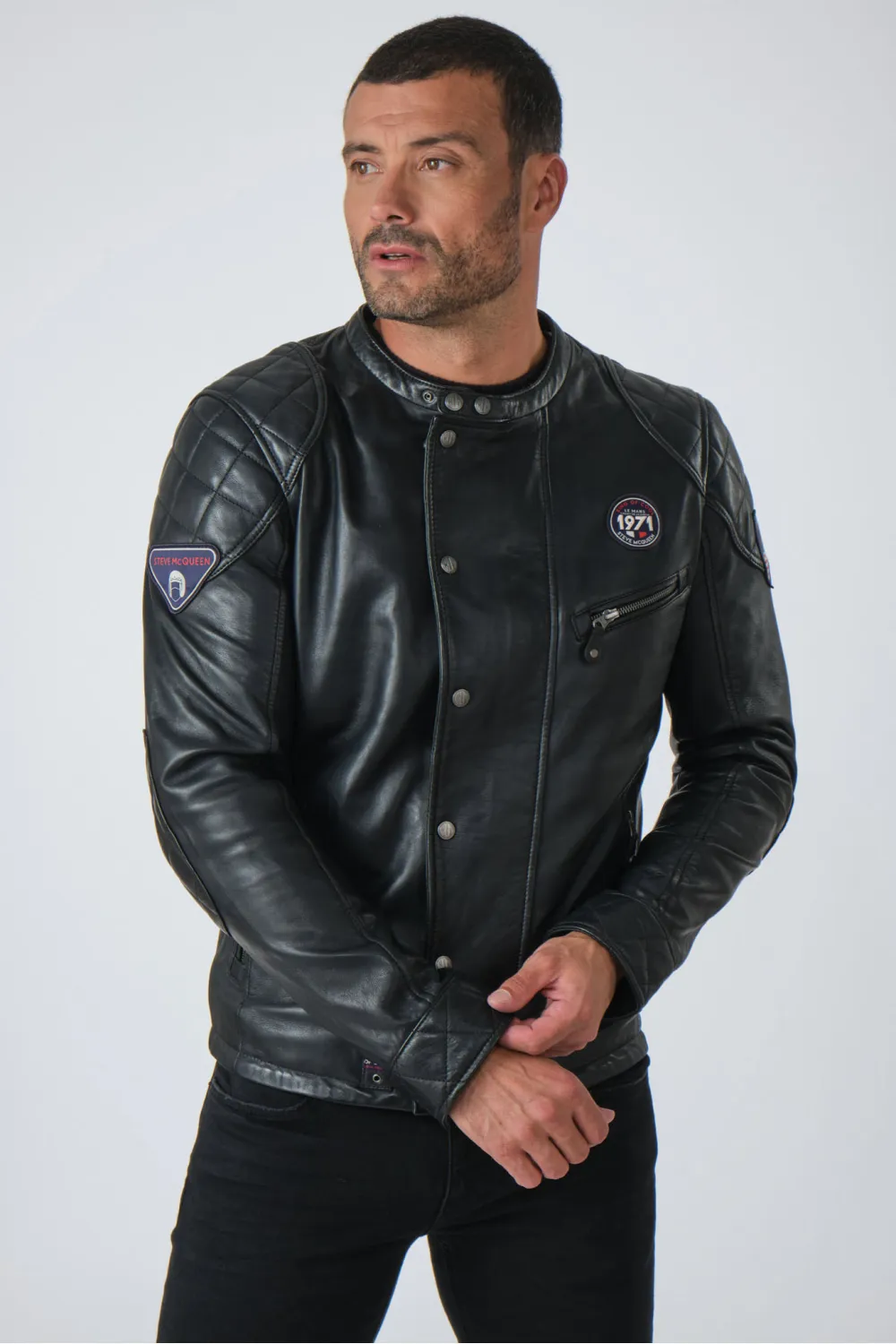 Blouson cuir STEEVE MCQUEEN style biker, Steve McQueen - LUKE Noir | Cesare Nori