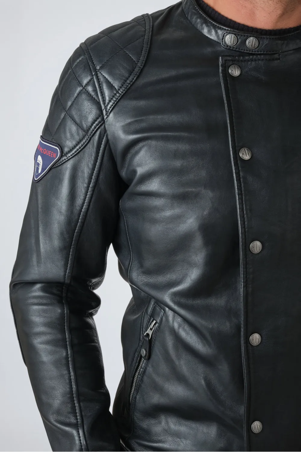 Blouson cuir STEEVE MCQUEEN style biker, Steve McQueen - LUKE Noir | Cesare Nori