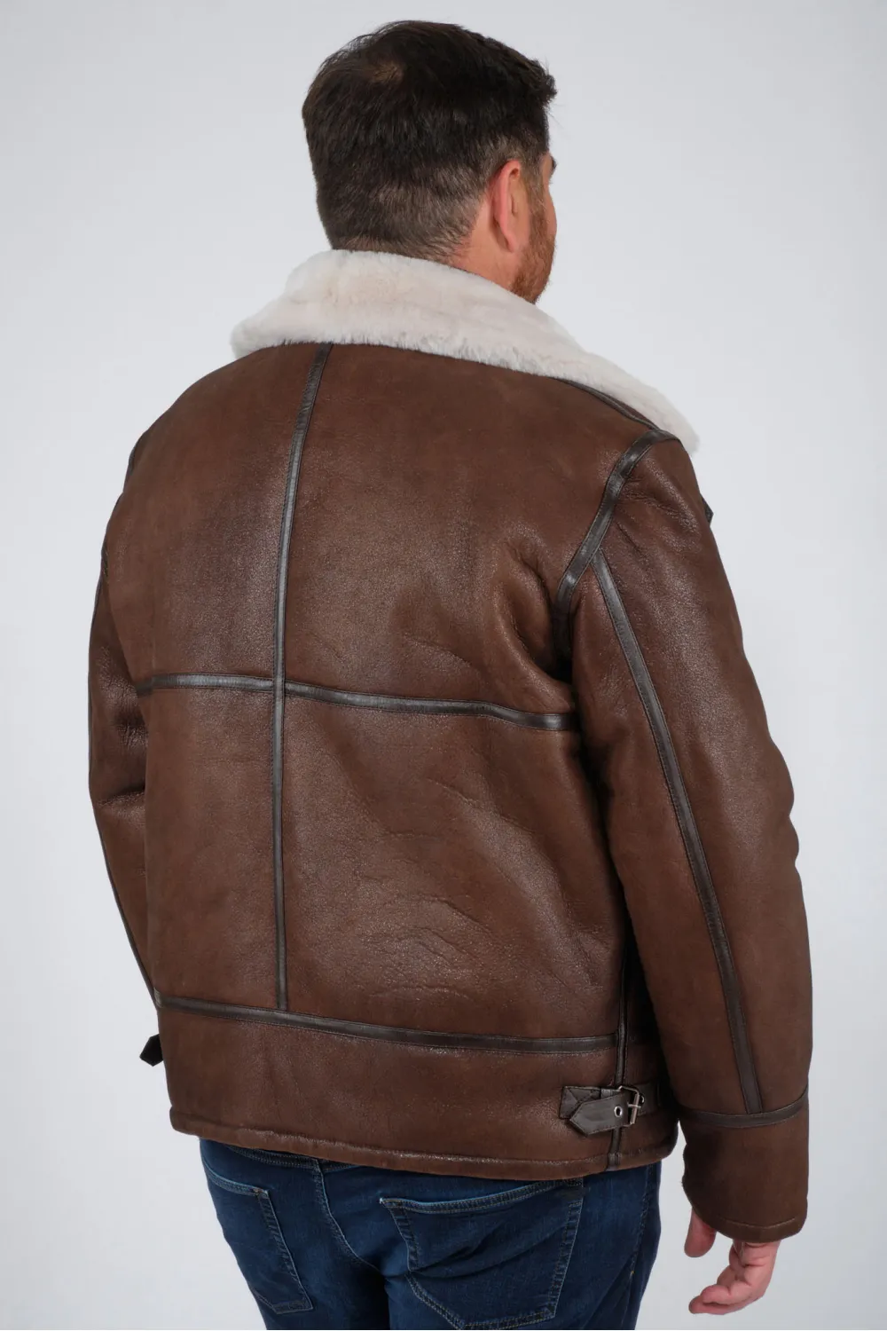 Blouson peau de mouton lainée, Caractère Cuir - MARIUS PERFECT CLASSIC SHEARLING Marron | Cesare Nori