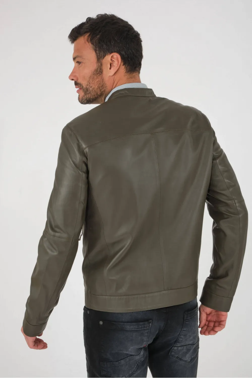 Blouson urban MOTOR chic, Caractère Cuir - GABRIEL CHIC BIKER Kaki | Cesare Nori