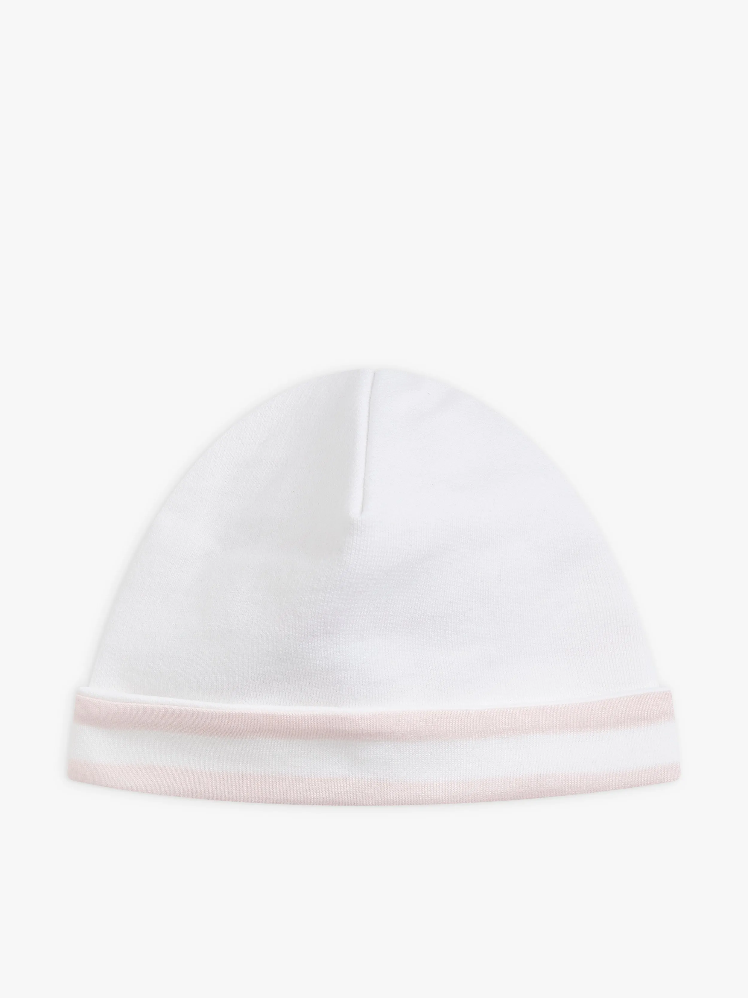 bonnet réversible en jersey de coton rayures 12/12 rose et blanc