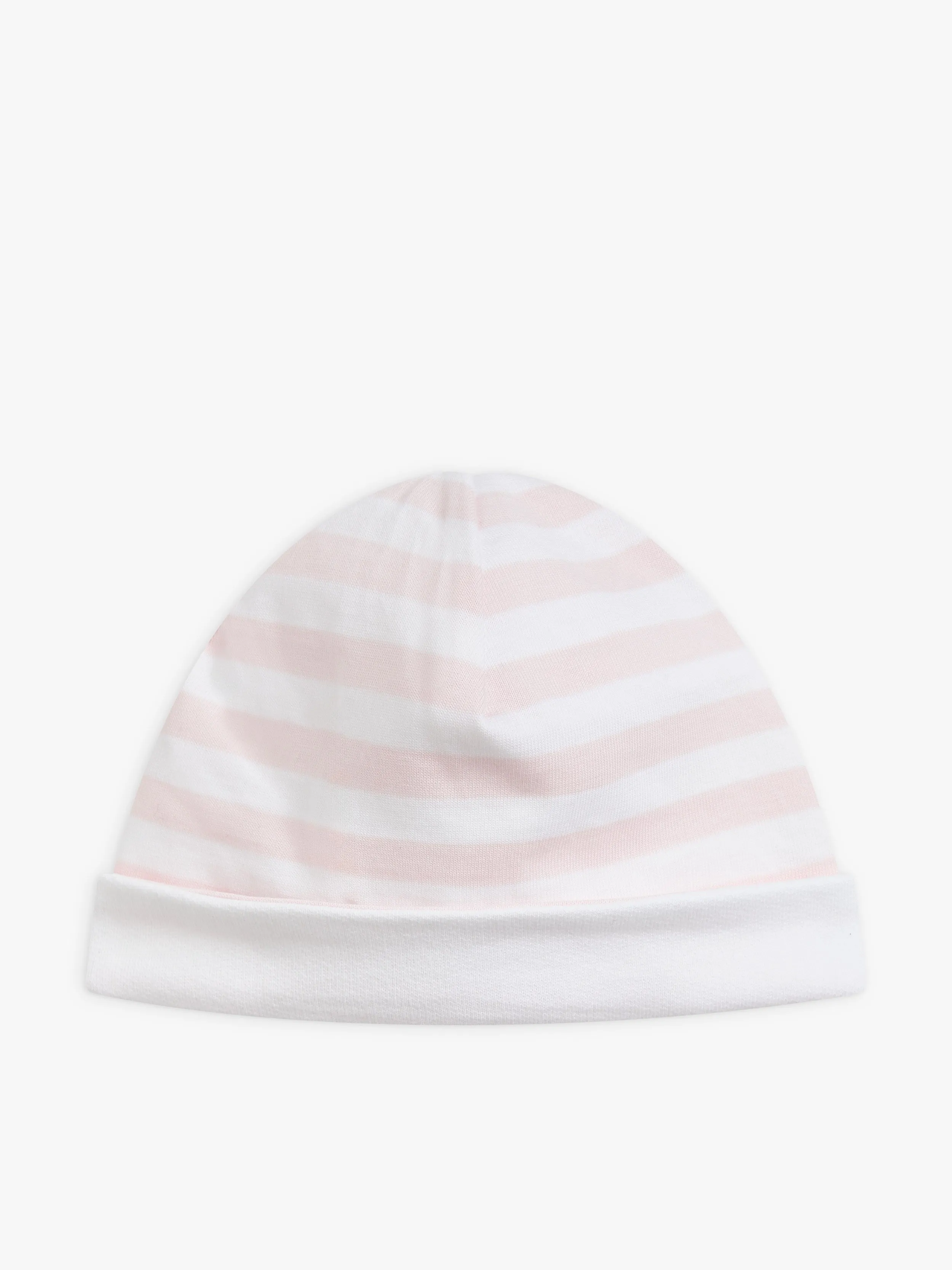 bonnet réversible en jersey de coton rayures 12/12 rose et blanc