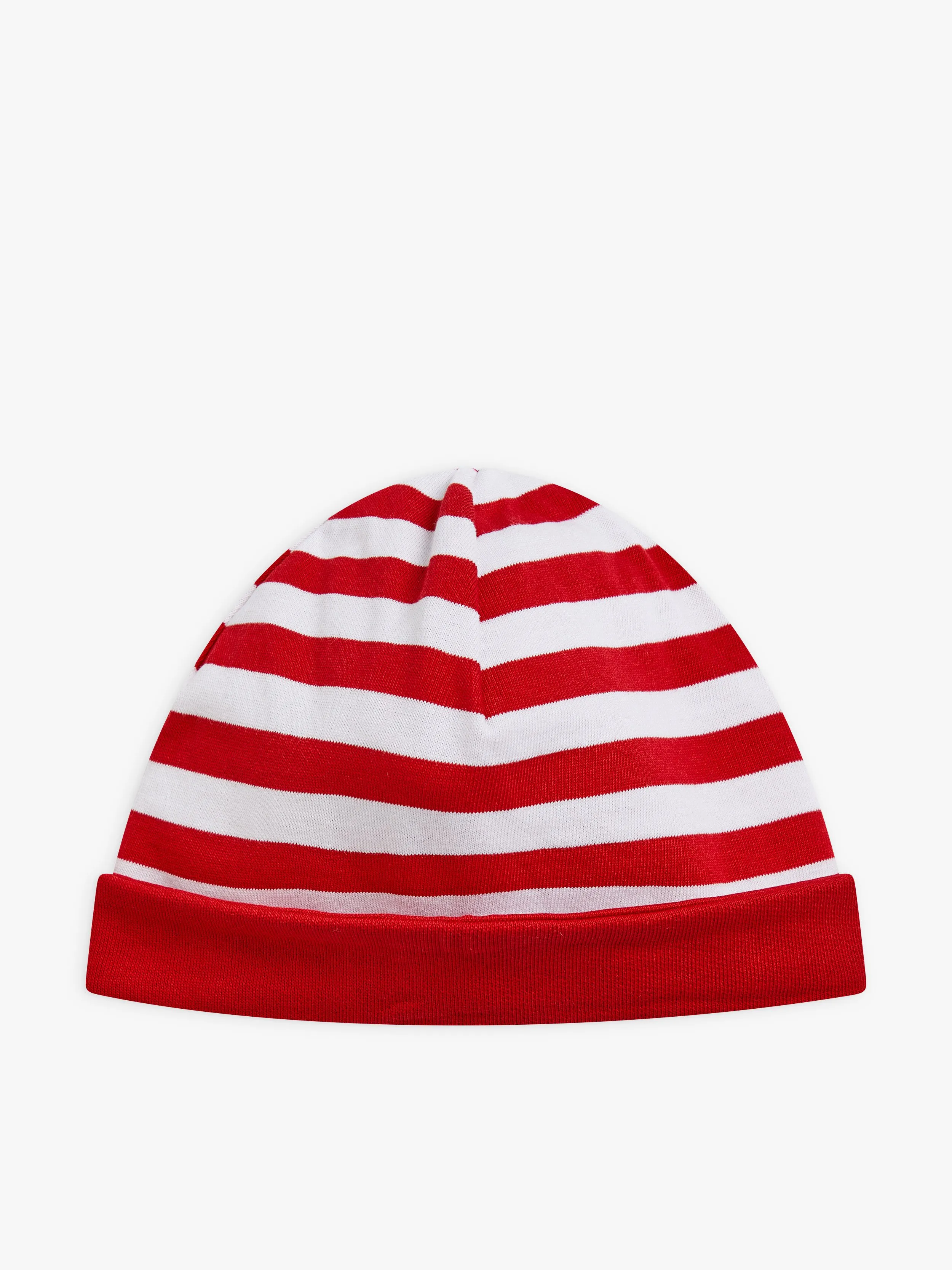 bonnet réversible en jersey de coton rayures 12/12 rouge et blanc