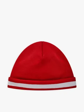 bonnet réversible en jersey de coton rayures 12/12 rouge et blanc