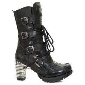 Bottines avec talon métal et boucles gothique New Rock M.TR081-C5