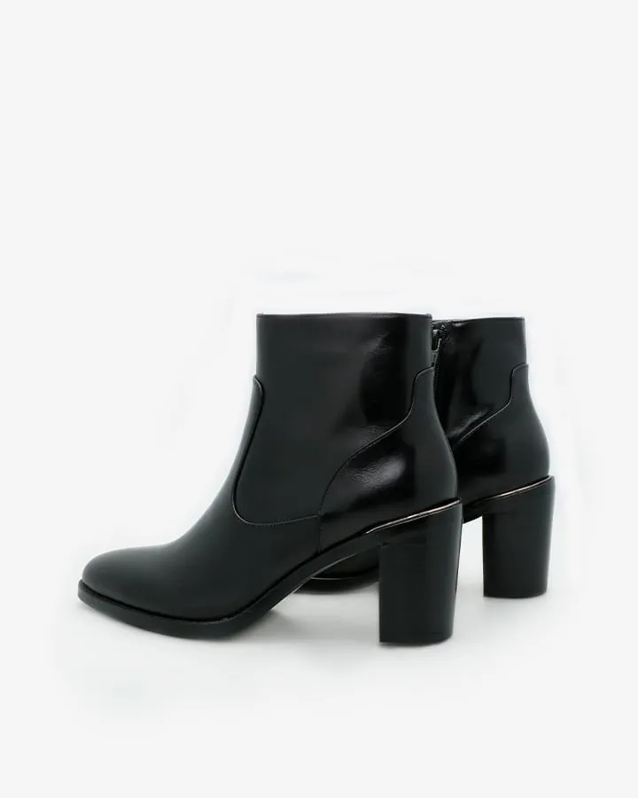 Bottines Elégantes Cuir Noir à Talon Femme | Izel | Adige Chaussures