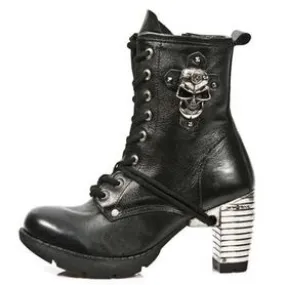 Bottines femme en cuir avec tête de mort New Rock M.TR030-C1