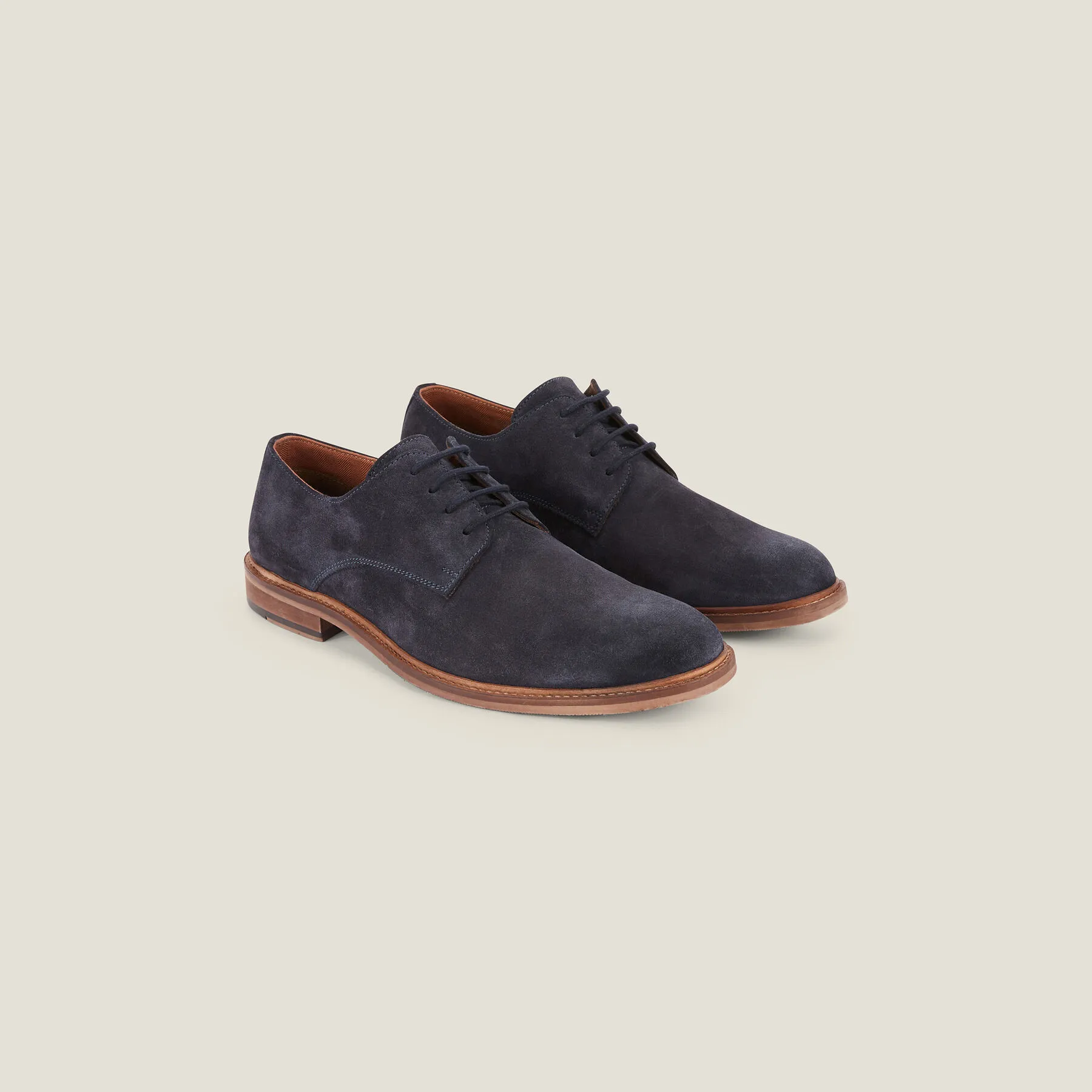 Chaussures derby en croûte de cuir suédé Bleu foncé | Jules