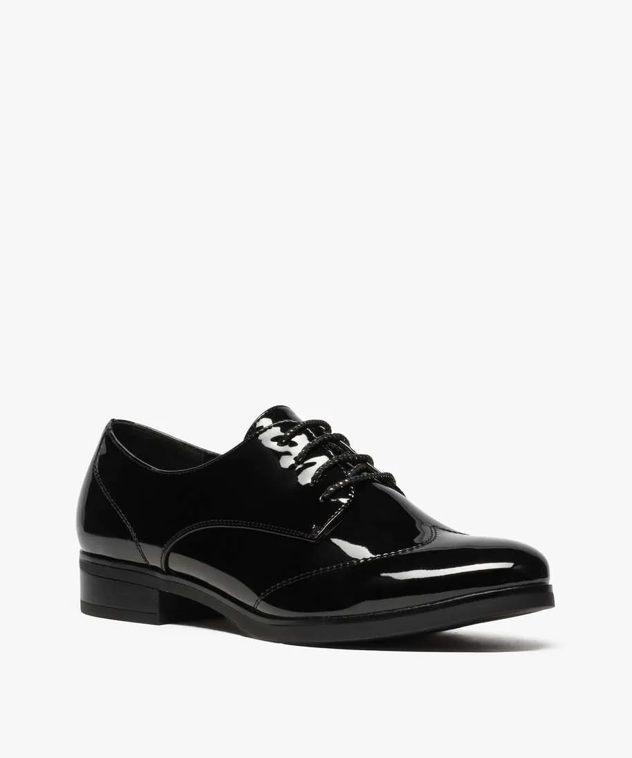 derbies femme a talon plat et dessus fantaisie noir standard derbies