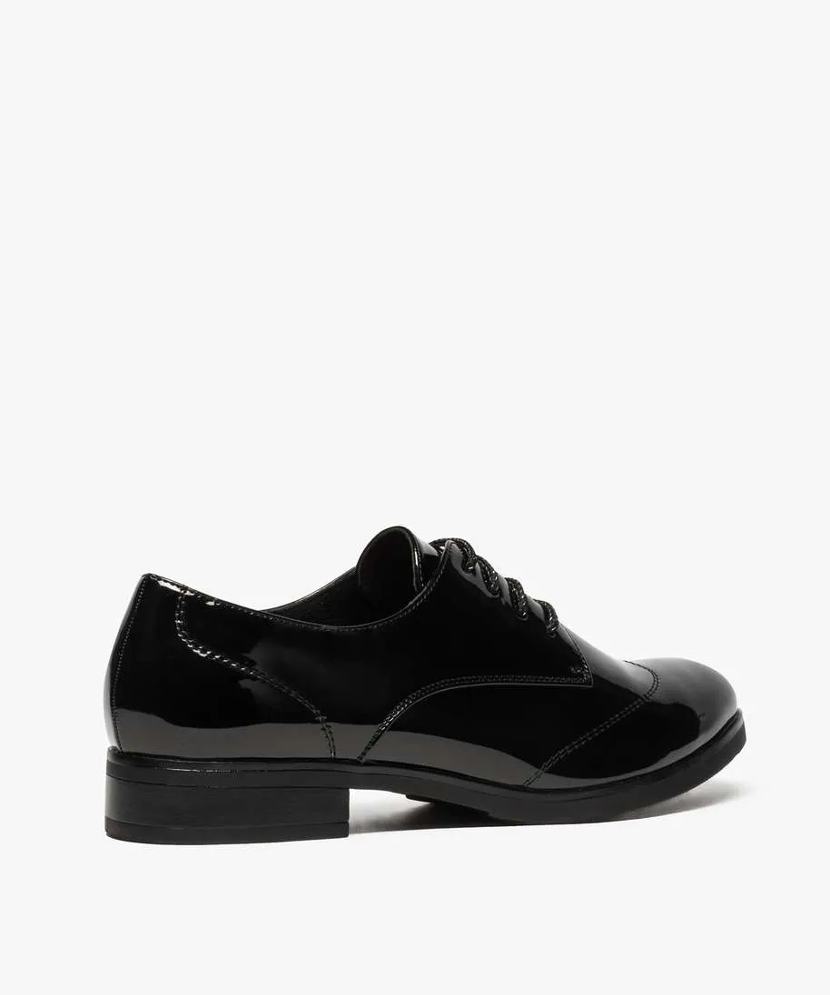 derbies femme a talon plat et dessus fantaisie noir standard derbies