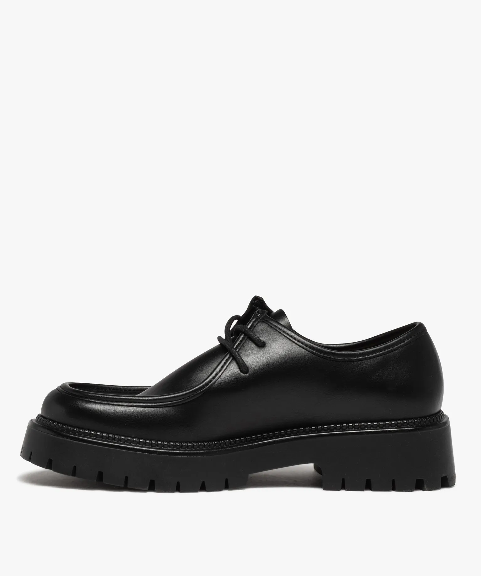 derbies femme unis a semelle epaisse et crantee noir derbies