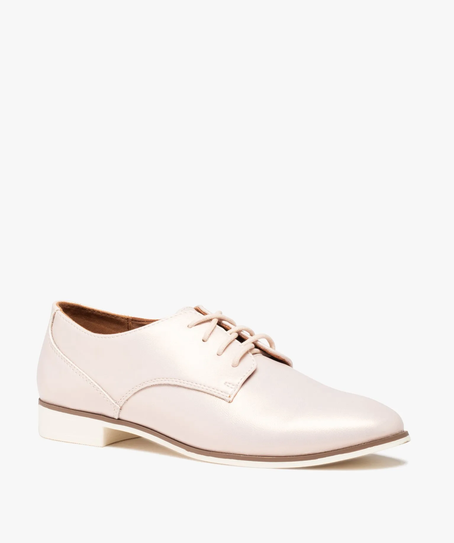 derbies femme unis dessus brillant avec semelle fine bicolore rose derbies