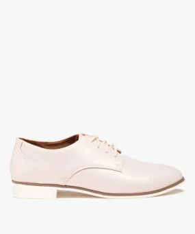 derbies femme unis dessus brillant avec semelle fine bicolore rose derbies