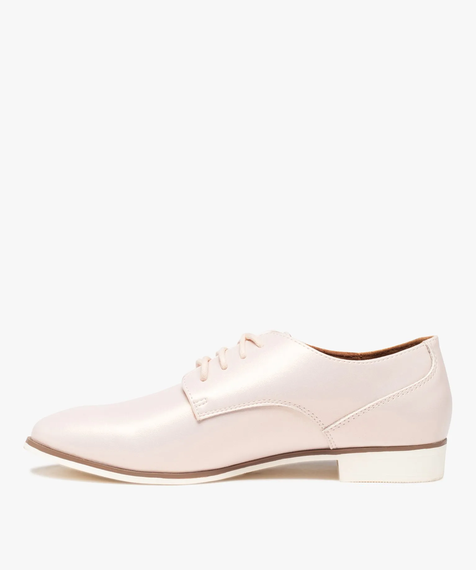 derbies femme unis dessus brillant avec semelle fine bicolore rose derbies