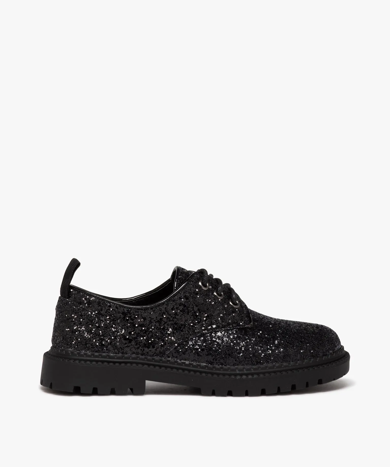 derbies filles pailletees a semelle crantee noir ballerines