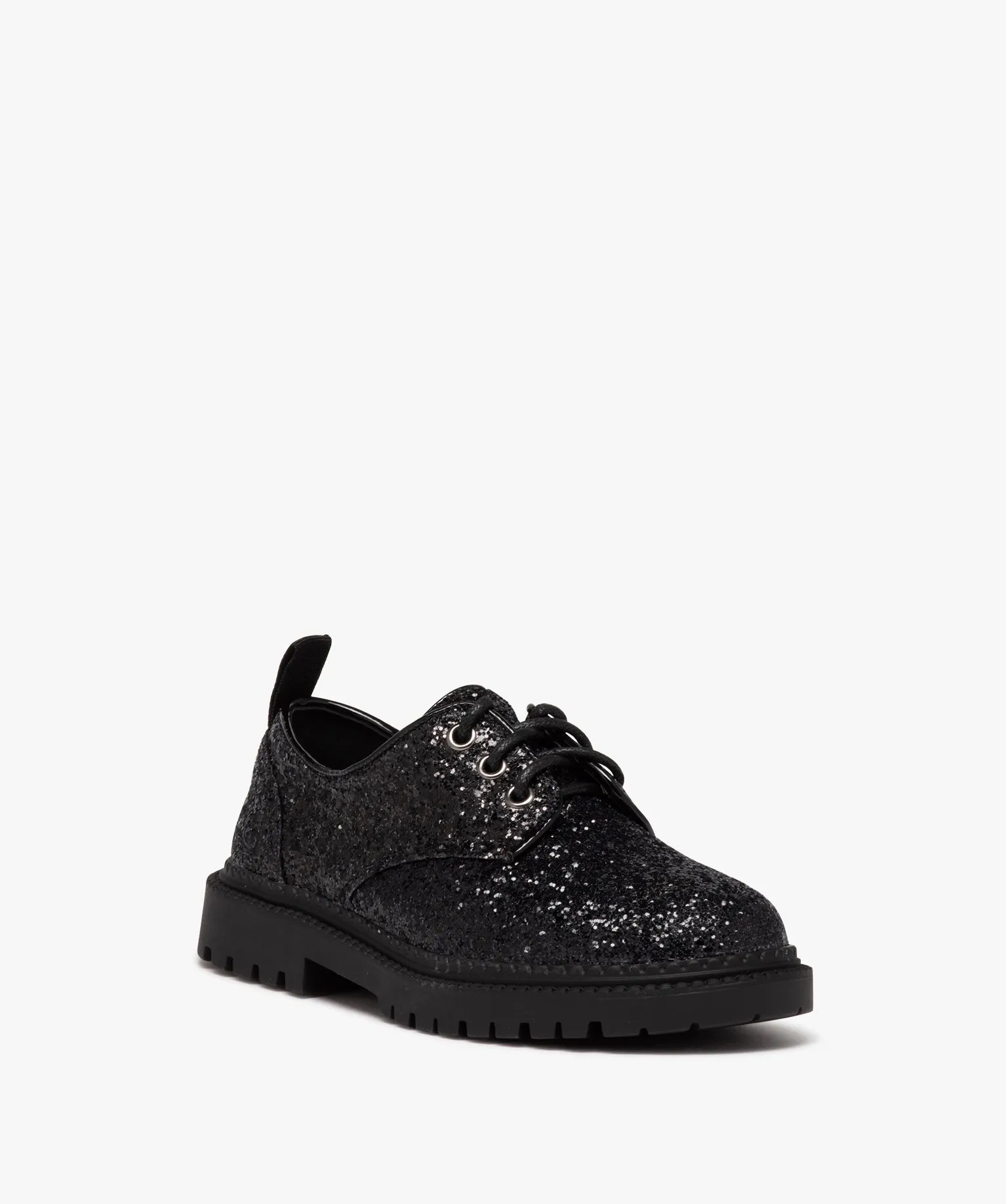 derbies filles pailletees a semelle crantee noir ballerines