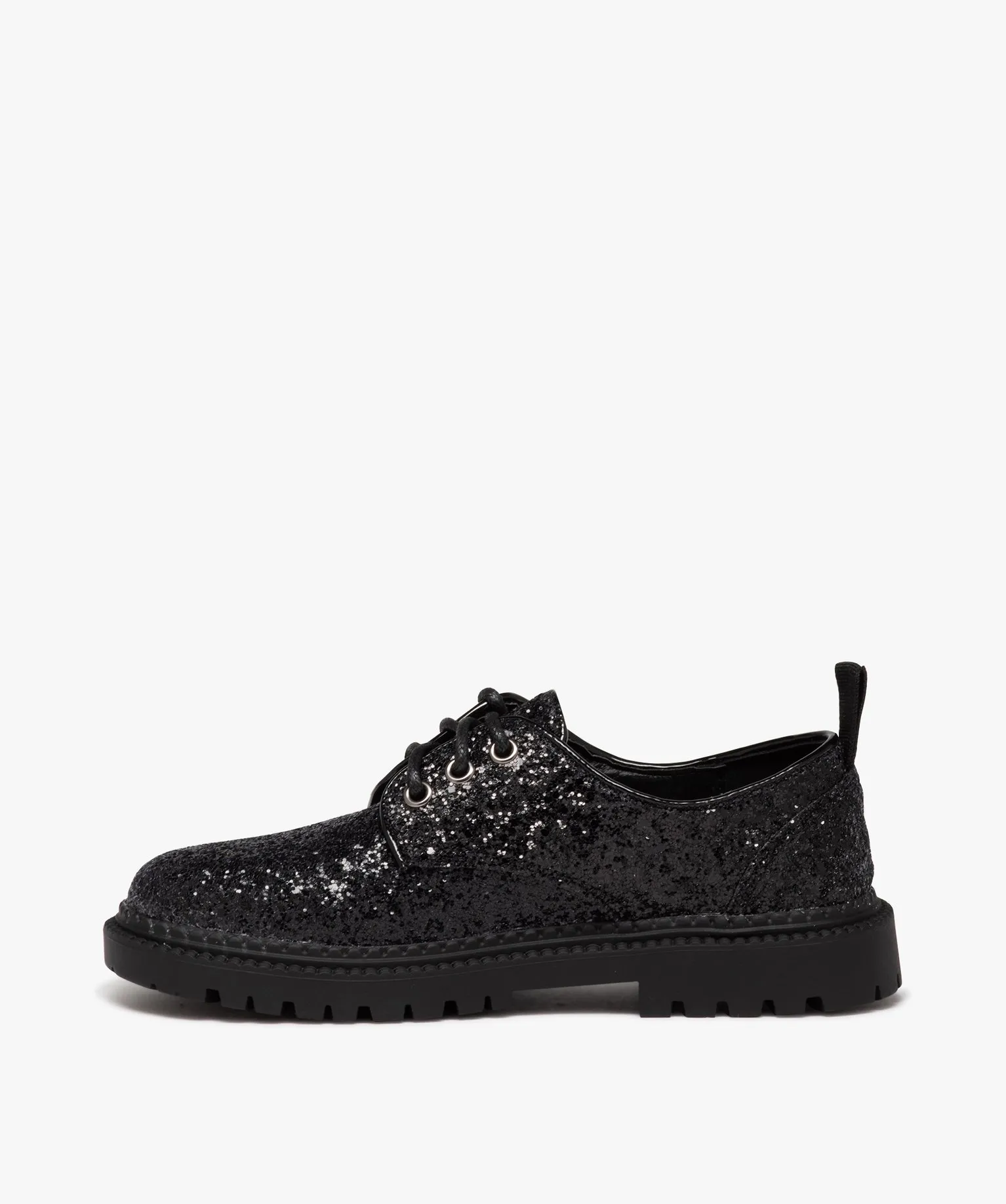 derbies filles pailletees a semelle crantee noir ballerines