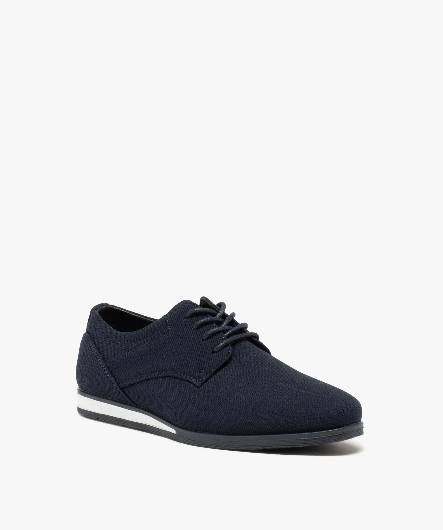 derbies garcon en toile unie et semelle contrastante bleu chaussures basses