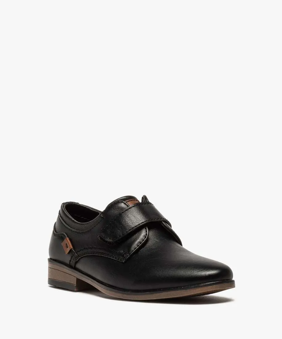 derbies garcon unis a scratch avec bout amande noir vif chaussures basses