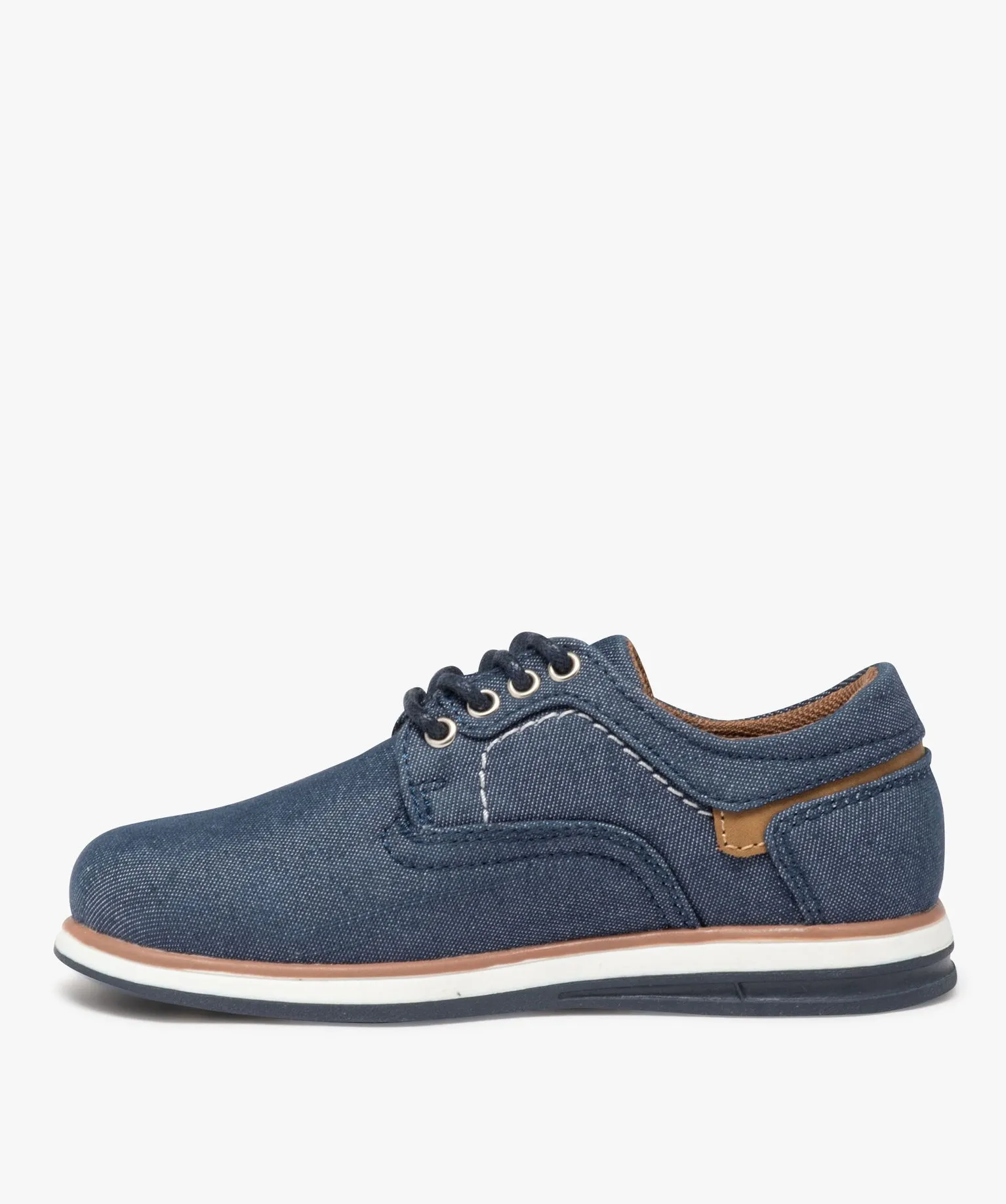 derbies garcon unis en toile avec semelle bicolore bleu chaussures basses