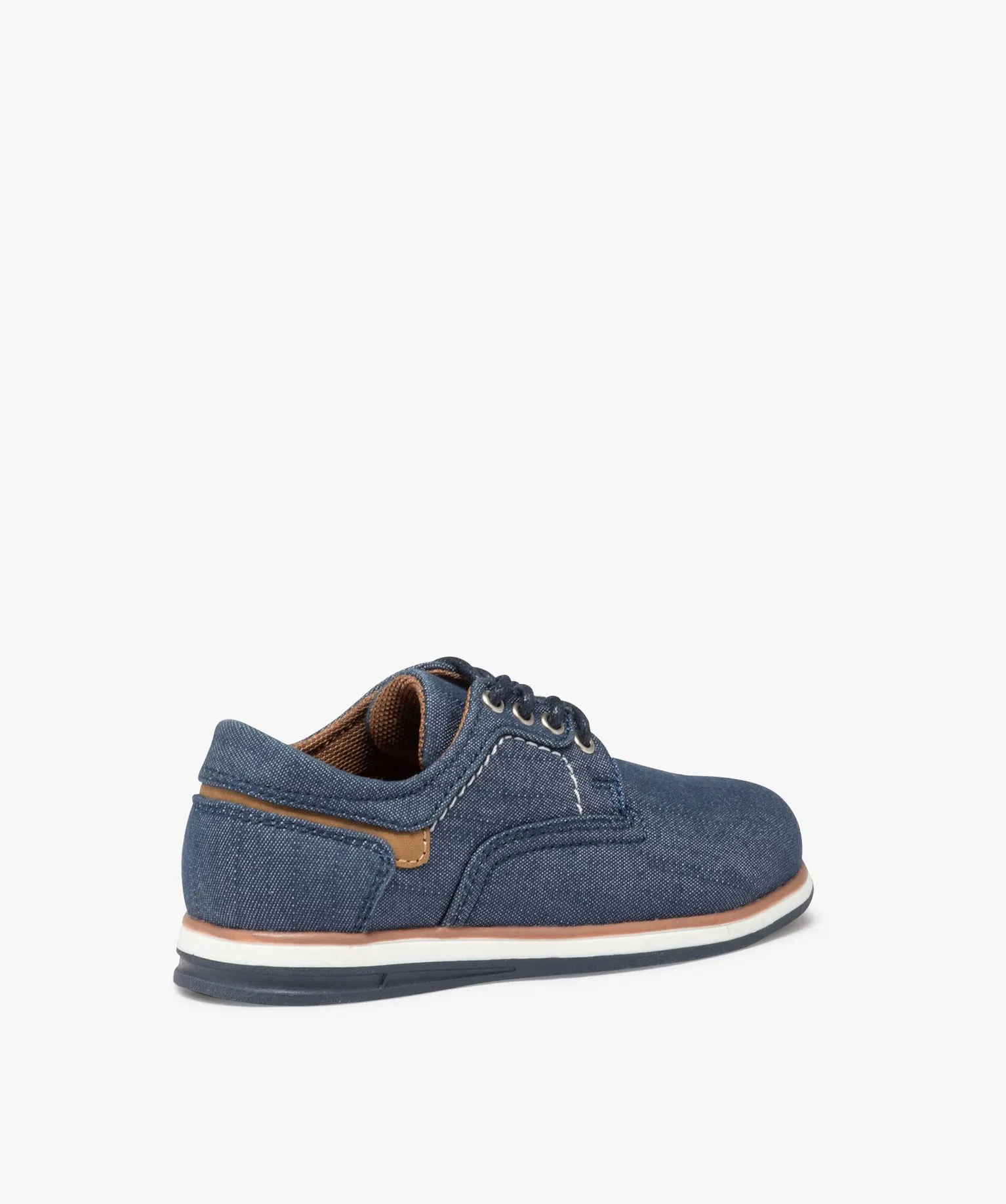 derbies garcon unis en toile avec semelle bicolore bleu chaussures basses