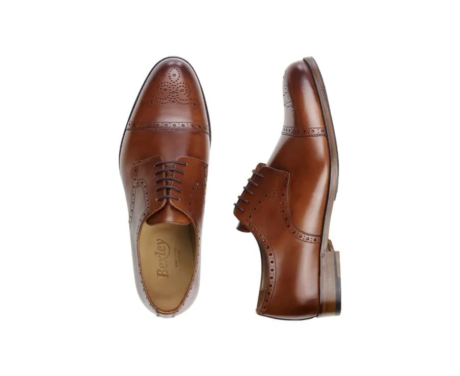 Derbies homme Cognac Patiné semelle cuir avec patin - BALDERTON PATIN | Bexley