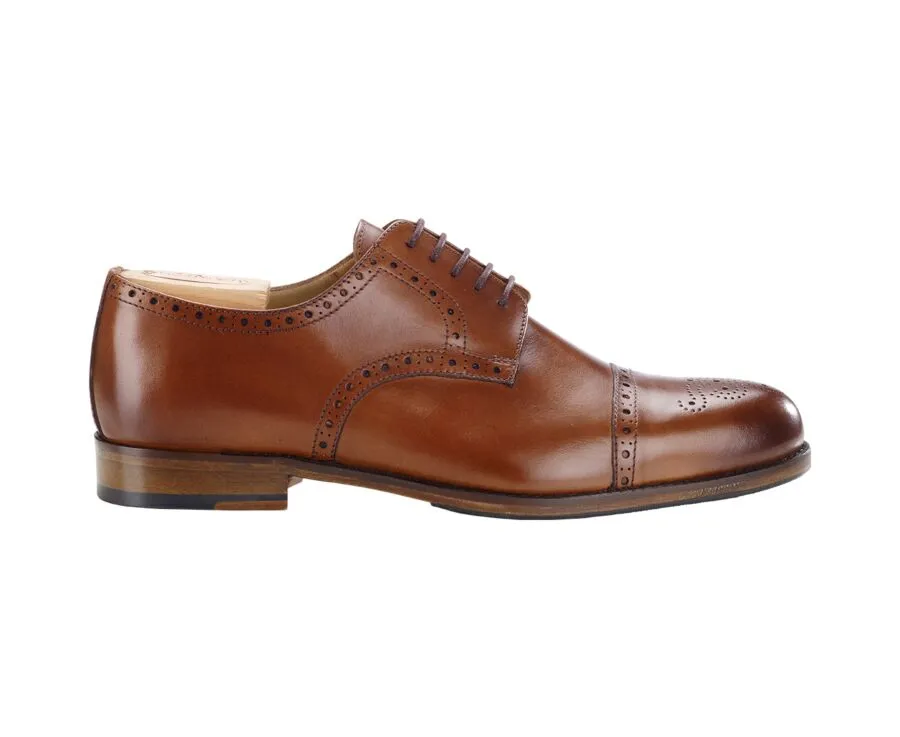 Derbies homme Cognac Patiné semelle cuir avec patin - BALDERTON PATIN | Bexley