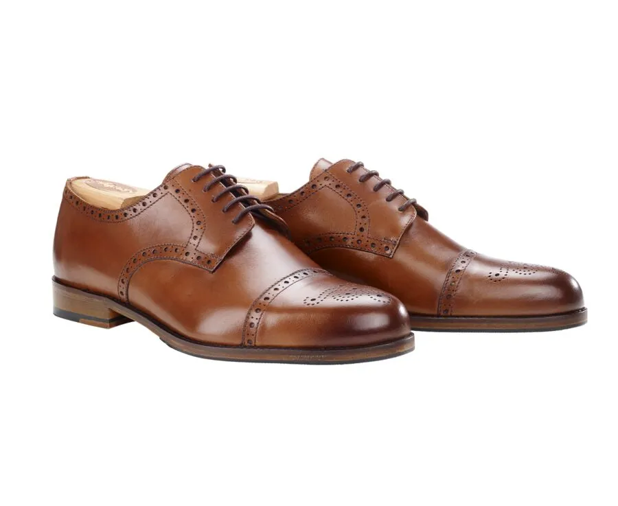 Derbies homme Cognac Patiné semelle cuir avec patin - BALDERTON PATIN | Bexley