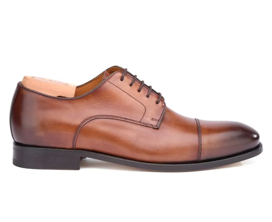 Derbies homme Cognac Patiné semelle cuir Gilwell