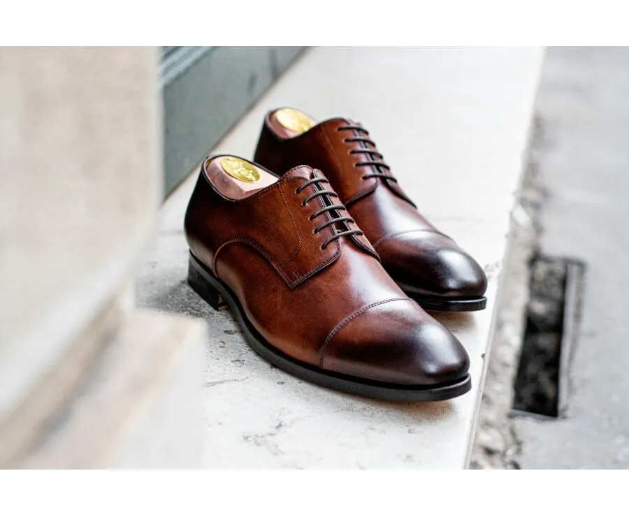 Derbies homme Cognac Patiné semelle cuir Gilwell