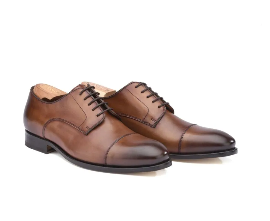 Derbies homme Cognac Patiné semelle cuir Gilwell