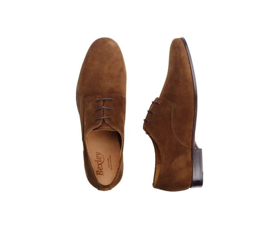 Derbies homme Velours Havane semelle cuir Bishton